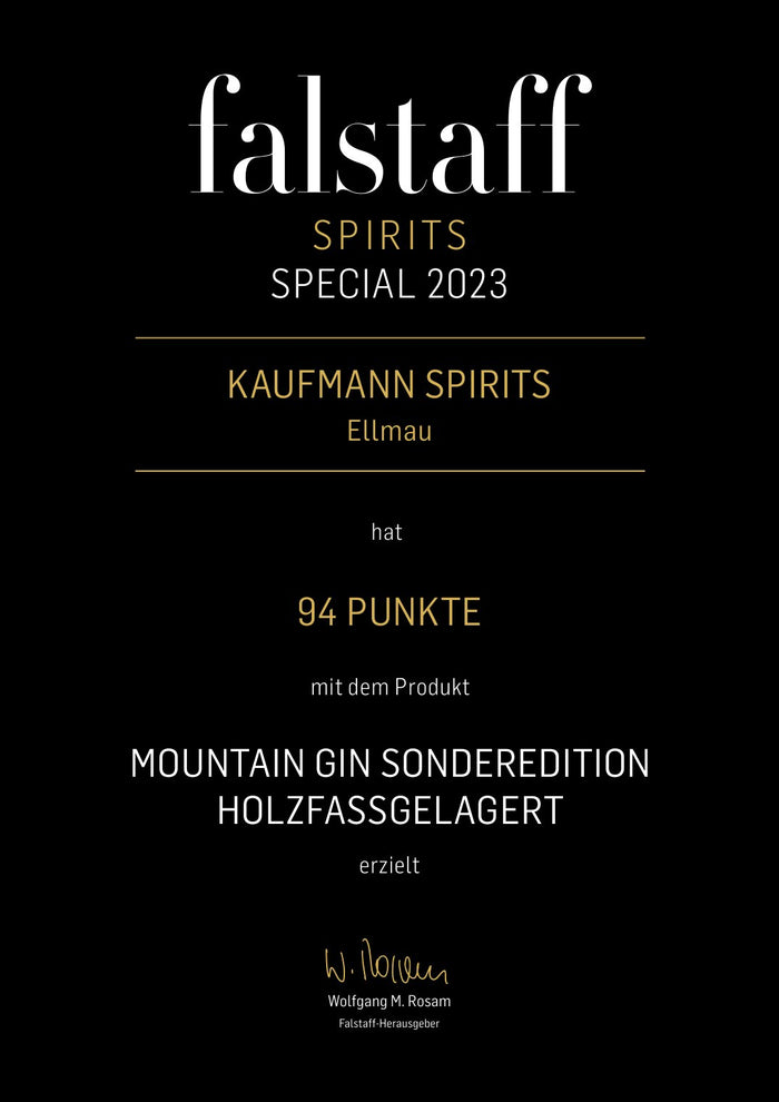 Mountain Gin Sonderedition, holzfassgelagert